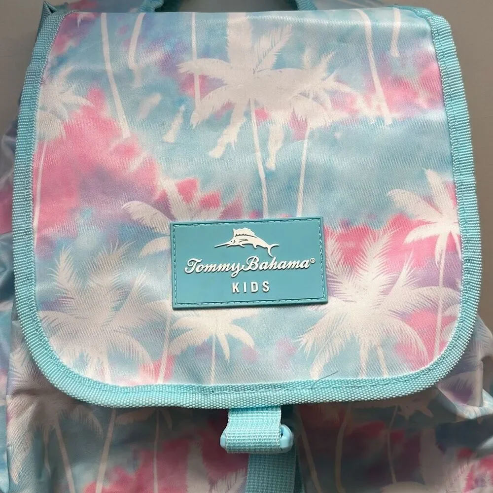Tommy Bahama Back Bag Backpack Book Bag Palm‎ Tree 2 in 1 Cooler Pink Blue